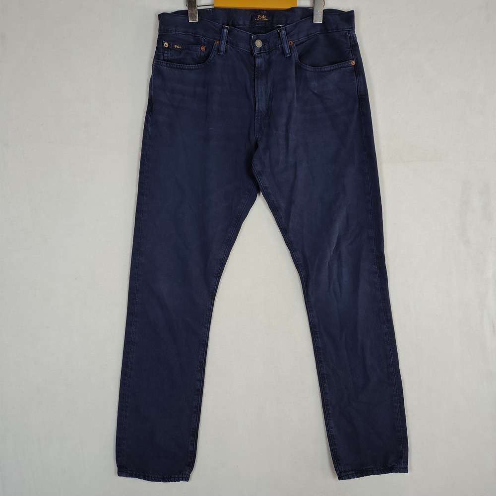 Polo Ralph Lauren Dark Navy Denim Trousers Cotton Hemp Blend Pants 34x30